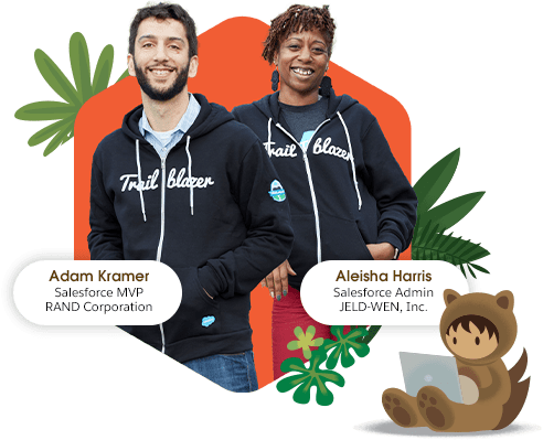 Photo of Adam Kramer and Aleisha Harris, both Salesforce Admins